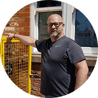 Cryotherapy products director in front of cryocenter Altrincham
